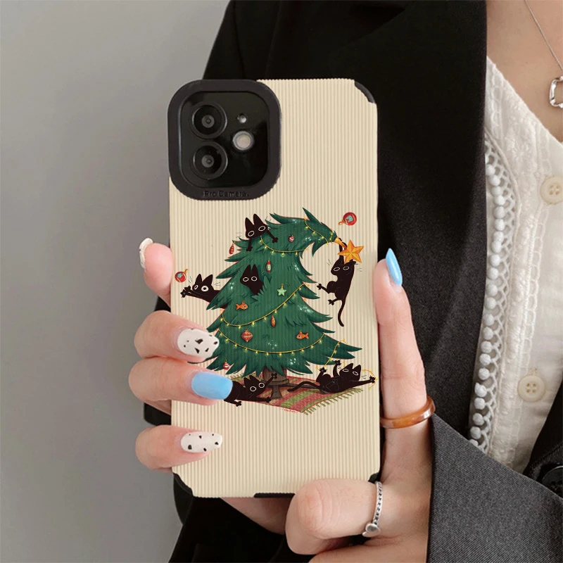 Custodie per telefoni Christmas Cat Tree per IPhone 11 custodia 14 Pro Max 15 Pro Max custodia per IPhone per IPhone 13