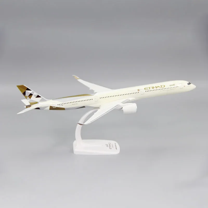 1:200 Scale Etihad Air Airplane A350 A350-1000 ABS Plastic with Base Aircraft Model Toy for Collection