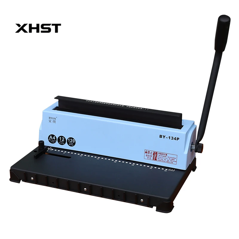 By-134p Binding Machine Calendar Desk Calendar A4 Paper 34 Hole Double Line Iron Binding and Punching All-in-one Machine