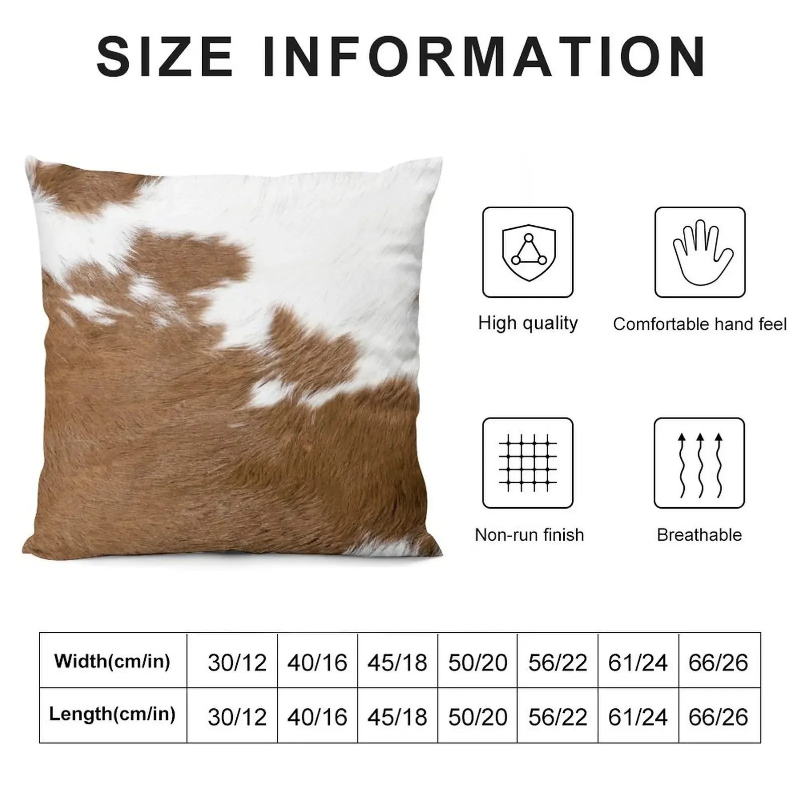 Cow Hide Brown & White Throw Pillow Pillowcase Cushion Cushion Cover Christmas Covers pillow