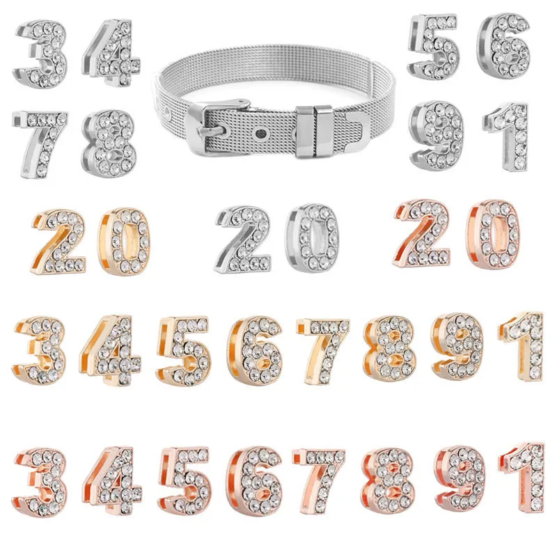 1Pcs New Arrival 3 Colors Arabic Numerals 0-9 Charms Beads Fit Brand Mesh Bracelets For Women Kids Jewelry Gift Making