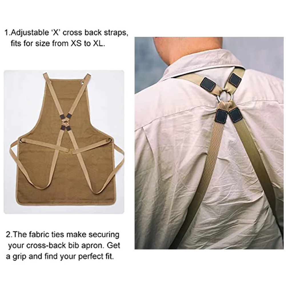 Thick Canvas Welding Apron With Multi Pockets Adjustable For Cross Back Straps For Metalworking Woodworking For Blacksmith