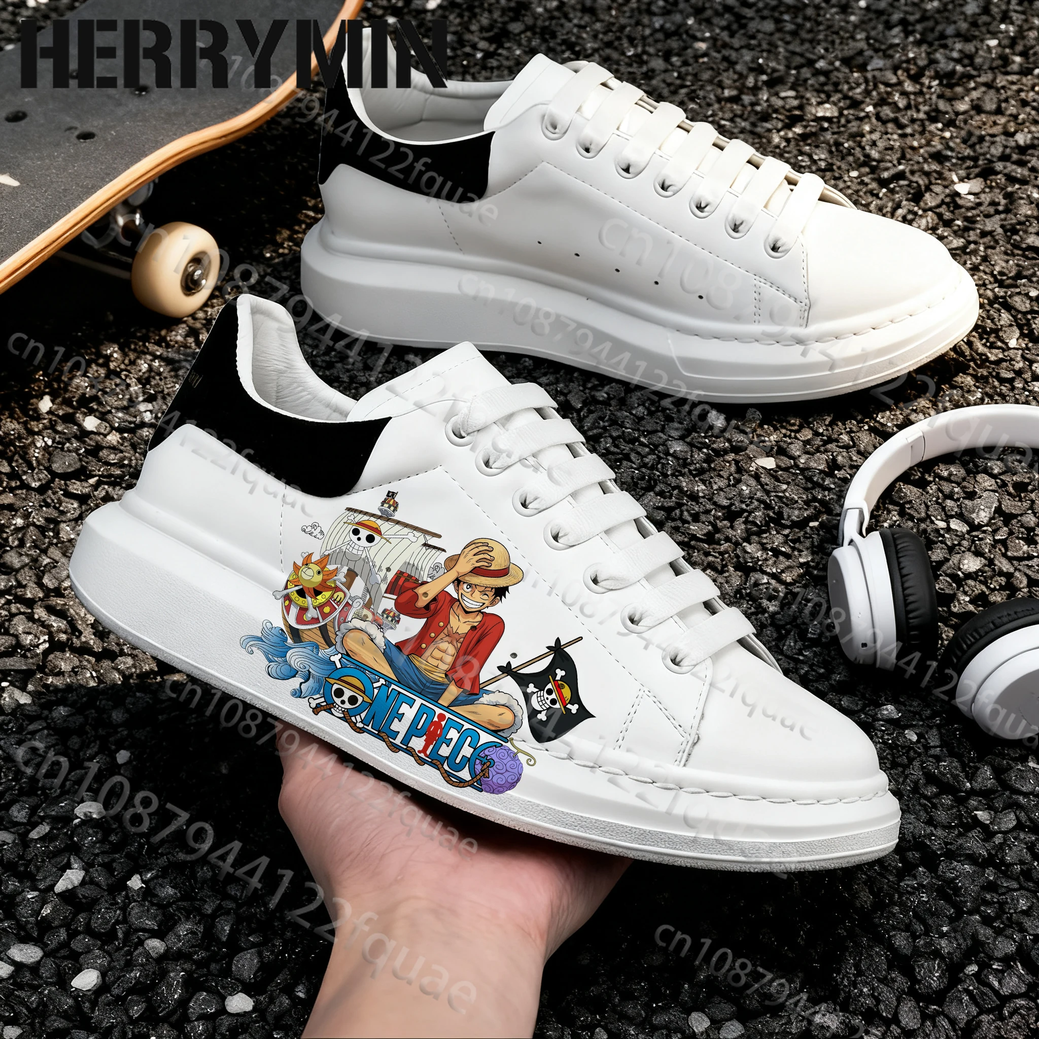 

2026 One Piece Adult Men's Board Shoes Popular Famous Anime Luffy 3D Print Breathable Leisure Men's Footwear sneakers