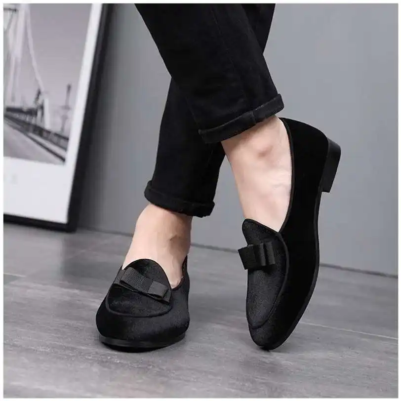 

Formal Men's Dr Casual Par Wedding oes Size 45 47 48 Korean Sle Velvet Surface Tassel Embellied Low Heel Rubber...