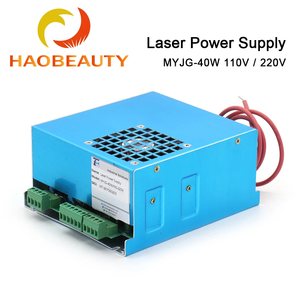 HAOBEAUTY MYJG-40 CO2 Laser Power Supply 40W 110V/220V For CO2 Laser Tube High Voltage Engraving Cutting Machine