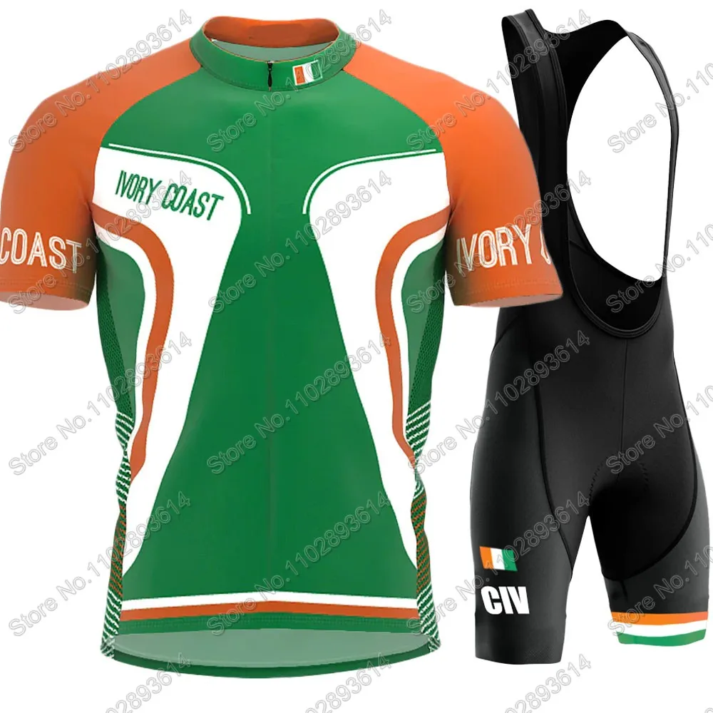 

Ivory Coast National Team 2024 Cycling Jersey Set Clothing Road Bike Shirts Suit Bicycle Bib Shorts MTB Ropa Maillot