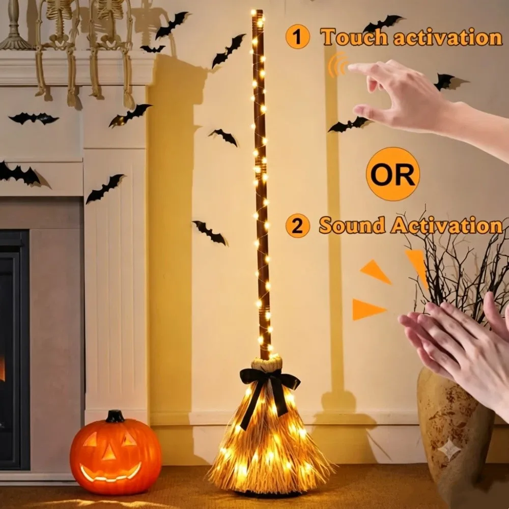 Sound Activated Witch Broom Moving Broomstick Electric Rotating Floating Broomstick Spooky Sounds Plastic Witch Broomstick
