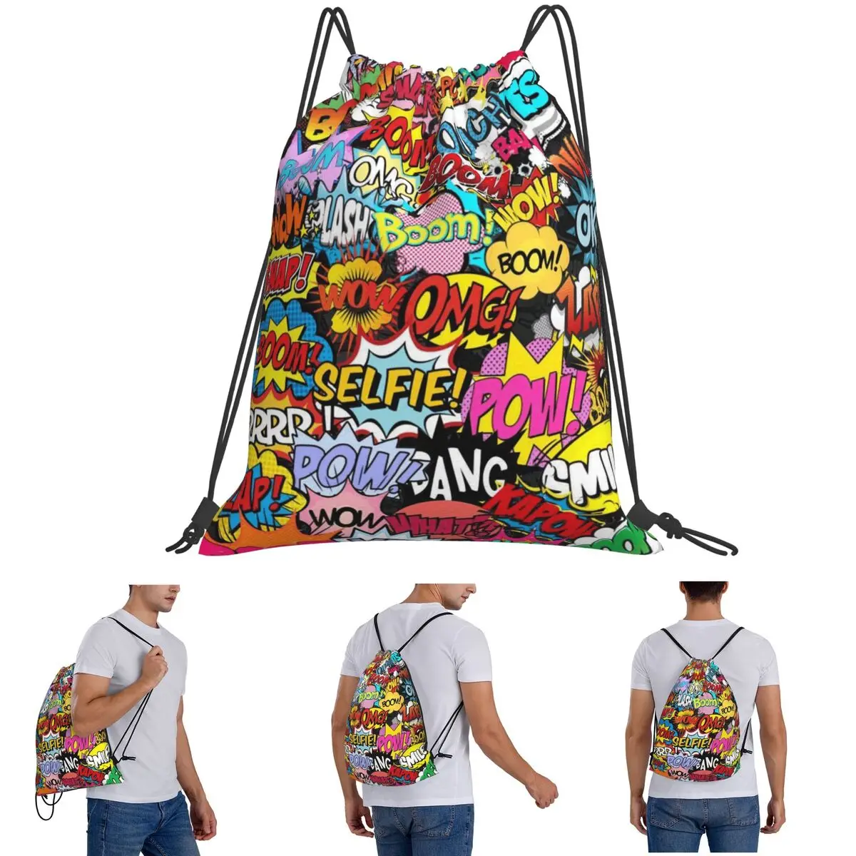 

Fun Street Graffiti Comic Pop Art Backpacks Multi-function Drawstring Bags Shoes Bag Book Bags for Man Woman School