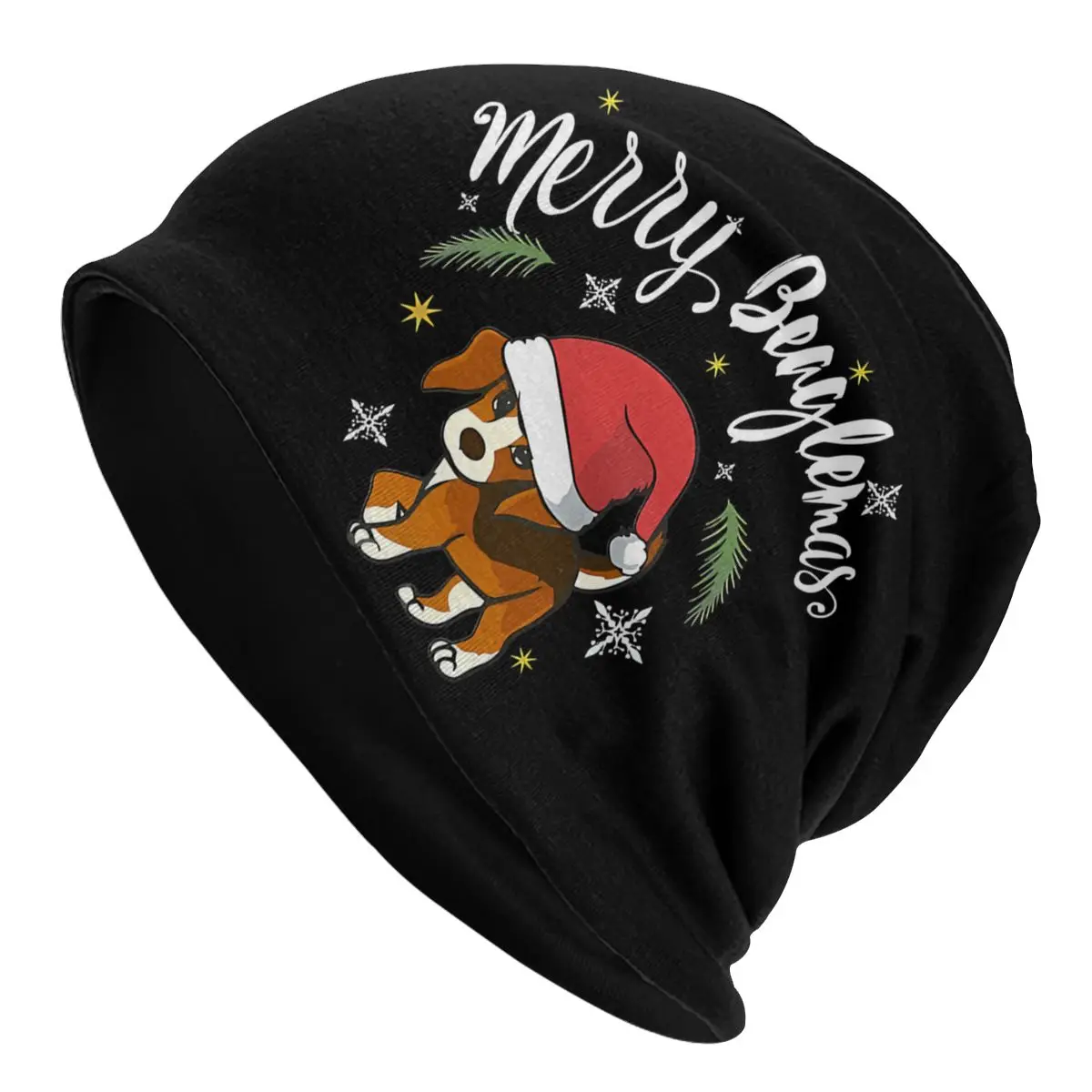 

Beagle Dog Thin Skullies Beanies Caps Christmas Cute Little In Santa Hat Sport Sports Bonnet Hats for Men Women