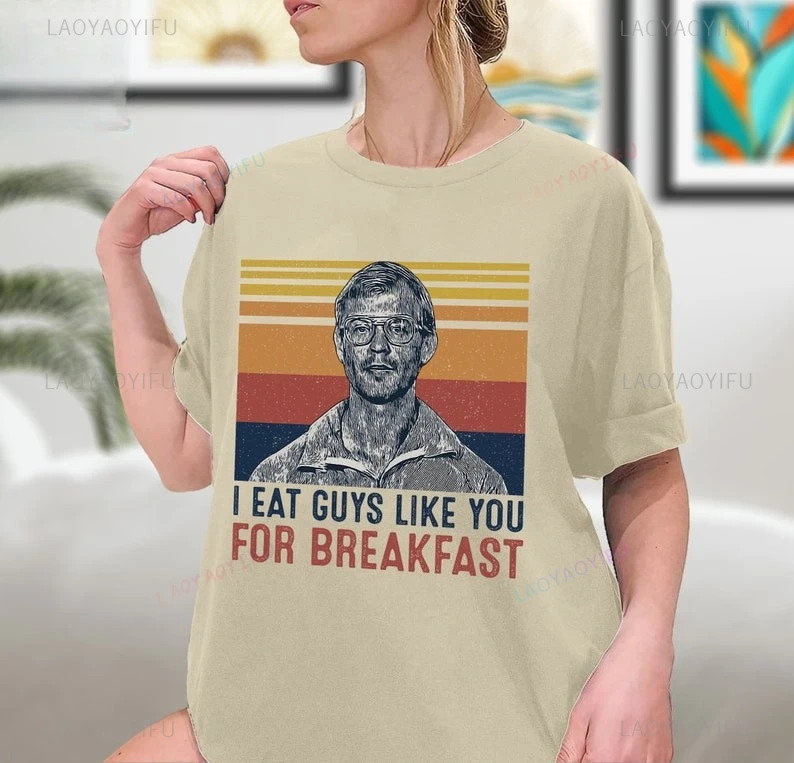 أنا أكل الرجال مثلك للإفطار جيفري دامر هالوين تي شيرت عادية موضة فضفاضة المرأة الشارع الشهير الهيب هوب تي شيرت رجالي