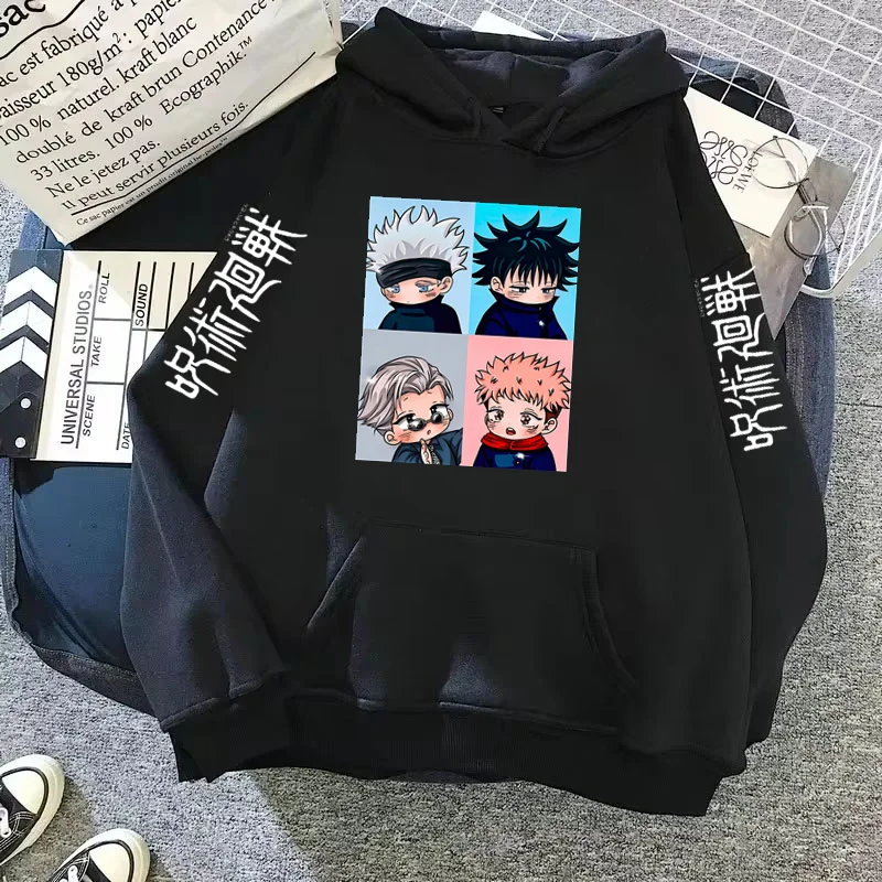 Jujutsu-kaisens erkek giysileri Hoodie Anime Satoru Gojoes erkek giyim Haikyuu Y2k giysileri uzun kollu tişörtü kapüşonlu gömlek