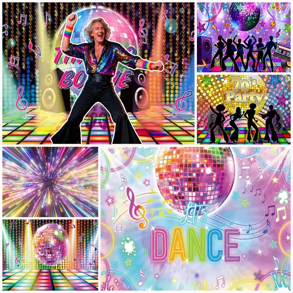 

Disco Shining Party Background Decoration 90s 80s 70s Music Dance Stage Shining Lights Hip Hop Retro Backdrop Photography Props