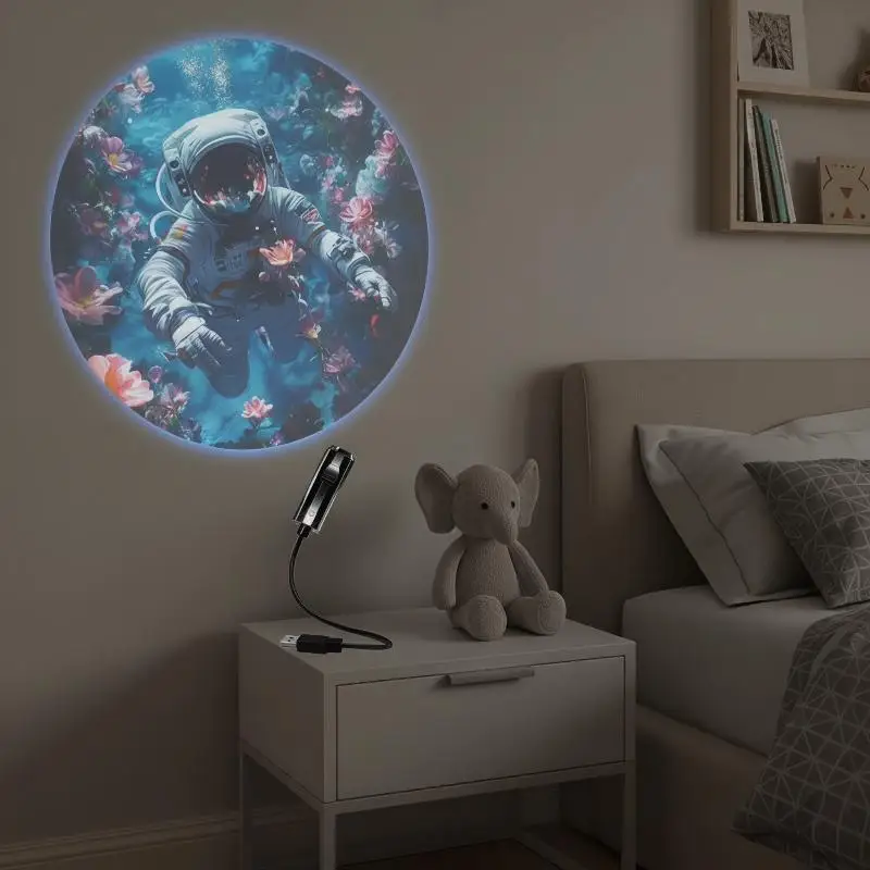 Planet Astronaut Projection Light With 3 Interchangeable Theme Slides For Room Ceiling Background Decoration