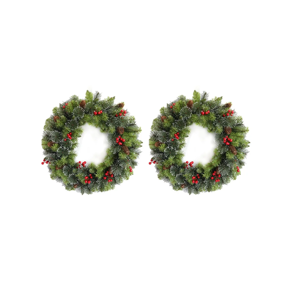 Christmas Wreath Pine Needle Red Fruit Decorative Wreath Window Arrangement Front Door Window Hanging Wreath 40cm