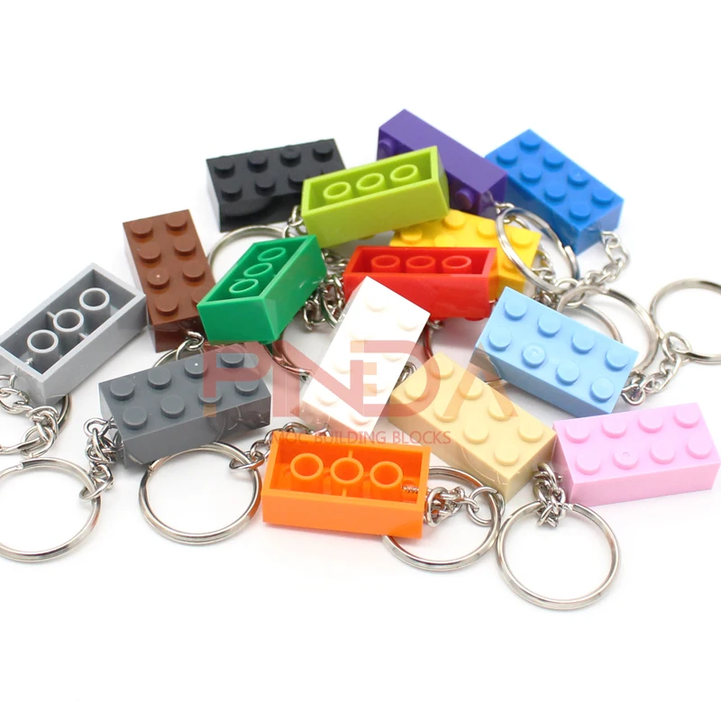 Presente criativo com MOC Brick Keychain, Chaveiro Bricks Plate, 2x4 Chaveiro, Blocos de Construção, 10pcs