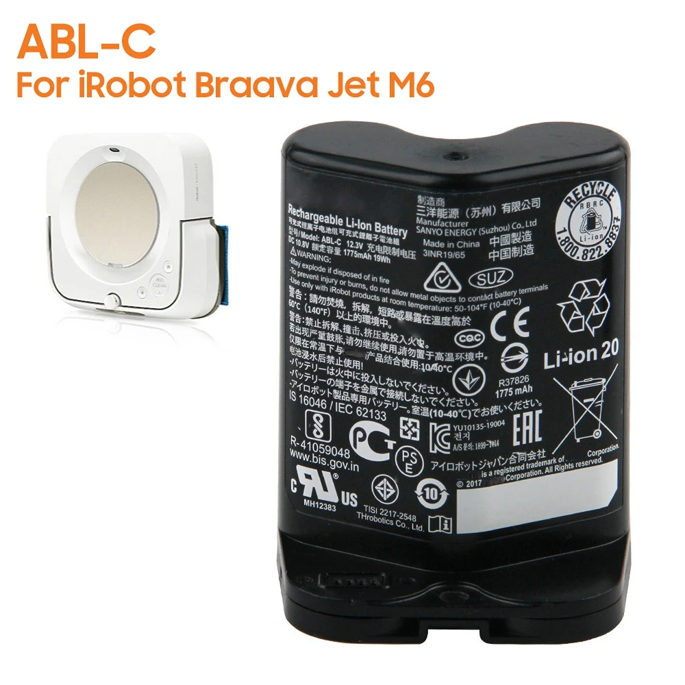 

Replacement Battery ABL-C For iRobot Braava Jet M6 Rechargeable Battery 1775mAh