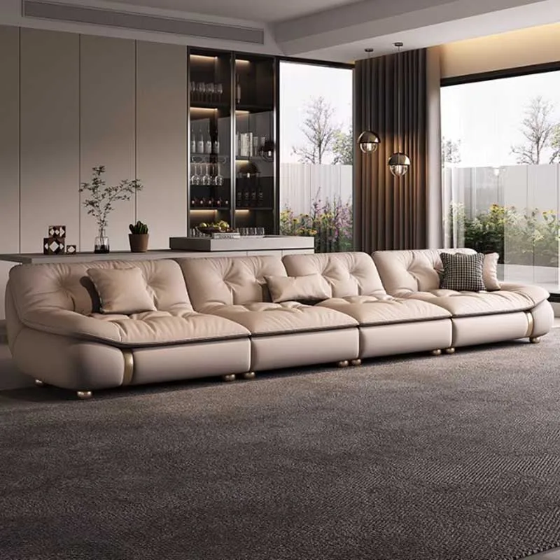 Drewniana sofa do salonu nowoczesne luksusowe sofy segmentowe w kształcie litery L salon skórzane Muebles Para El Hogar meble domowe