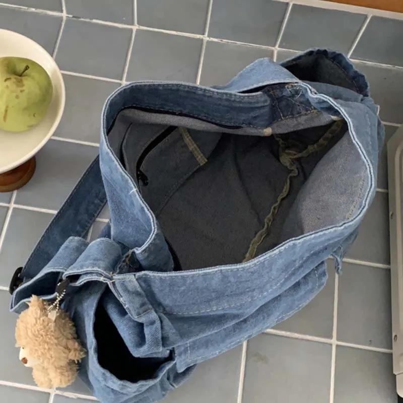 MEDIOW Preppy Style Messenger sacs pour femmes sacs à main et sacs à main de créateur de luxe 2023 nouveau en Denim plusieurs poches sac à bandoulière en tissu moyen haute qualité livraison gratuite L'expédition rapide