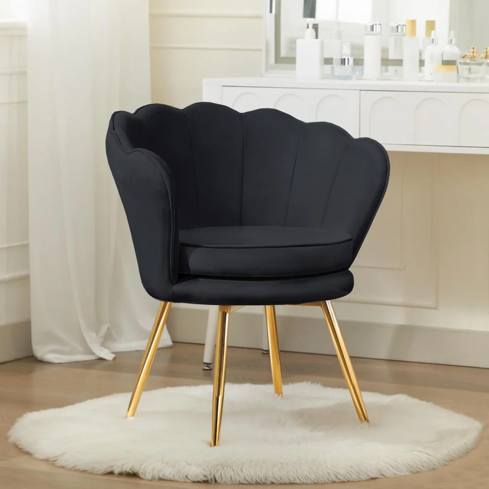 

Velvet Vanity Chair with Back, Mid-Century Modern Small Accent Chair for Living Room