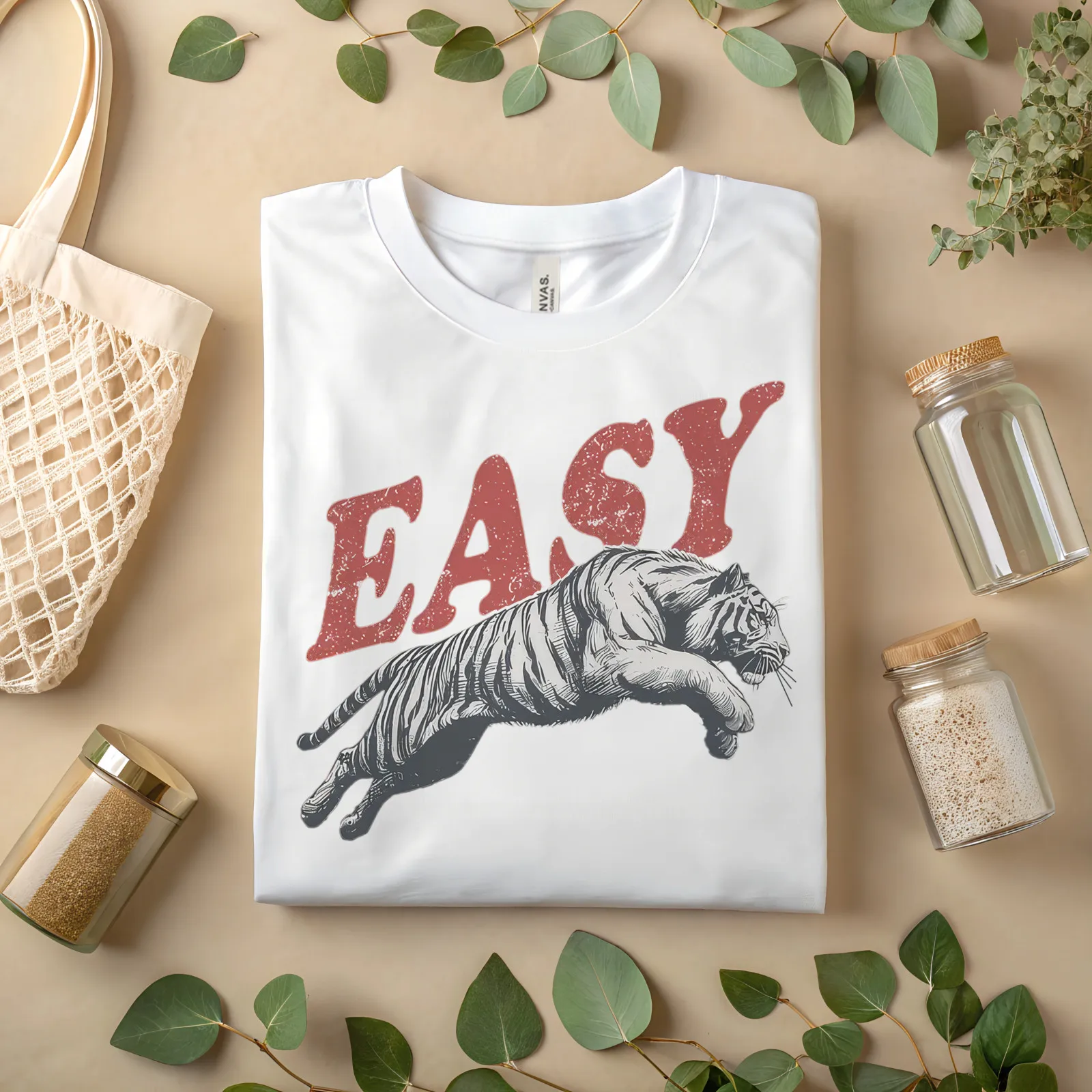 Easy Tiger T-Shirt – Vintage Jumping Tiger Graphic Tee A138
