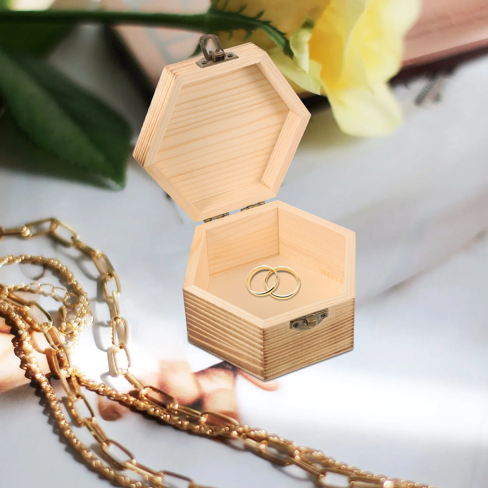 

Деревянная шестиугольная шкатулка в стиле ретро, стильный органайзер для ювелирных изделий с защитой пряжки для поделок и подарков, уникальный дизайн, деревянная шкатулка на память