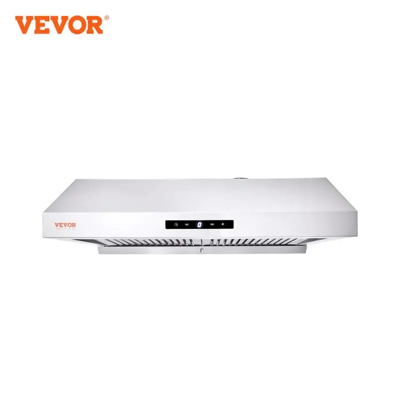 VEVOR Under Cabinet Range Hood Dual Motors Ductless Kitchen Stove Vent Permanent Filter Touch Control Panel Silver (30 inch)