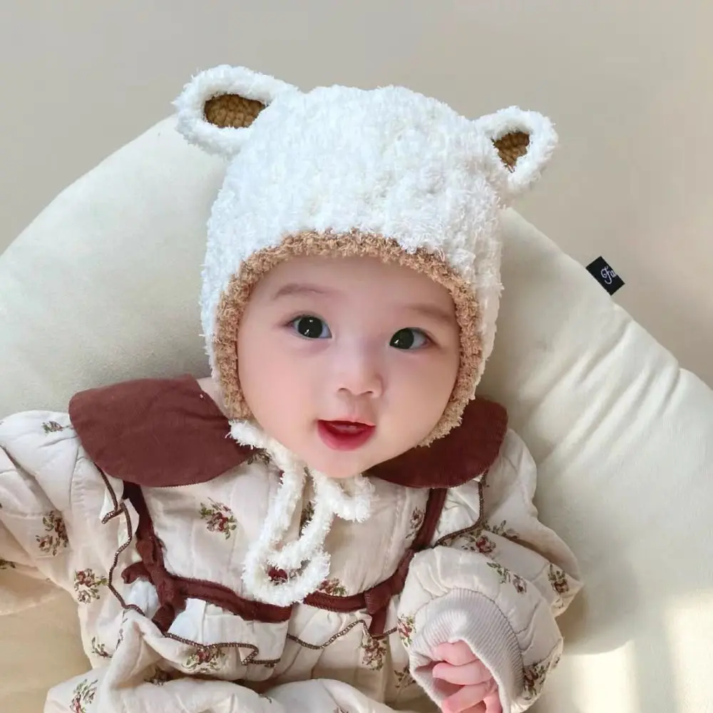 

Lamb Plush Animal Hats Scarf Solid Color Korean Style Children Fleece Hat Fashion Design Cloth Accessories Plush Hat with Scarf