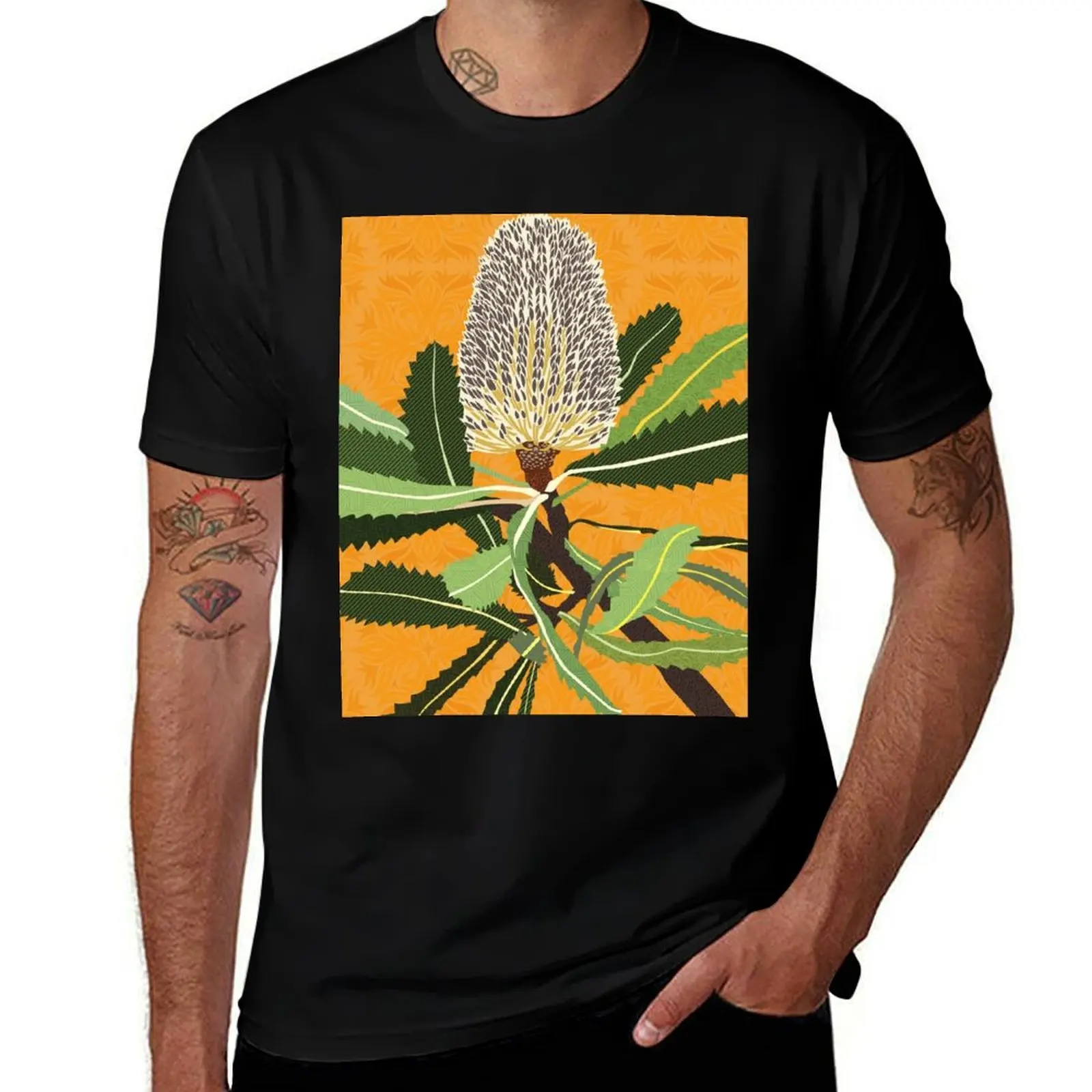 Banksia Flower Native Australian Yellow T-Shirt Casual All Match Short Sleeve T-Shirt