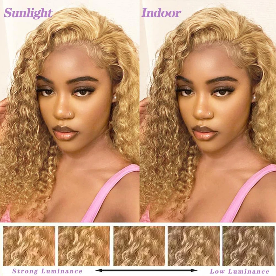 Honey Blonde Bob Curly Lace Front Wig Human Hair 13x4 HD Lace human Hair Wig for Women Colored Wig with Baby Hair Pre Plucked