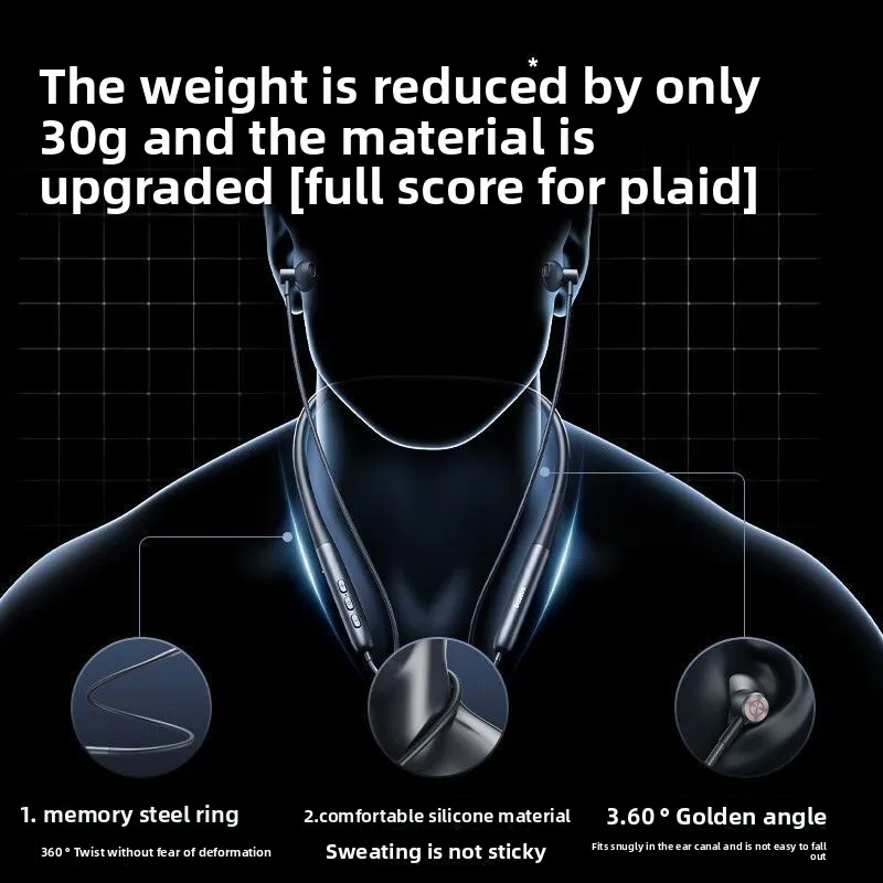 سماعات بلوتوث BASEUS P1، سماعات رياضية لاسلكية بنمط الرقبة، عمر بطارية طويل جدًا، موسيقى الألعاب، الجري العالمي