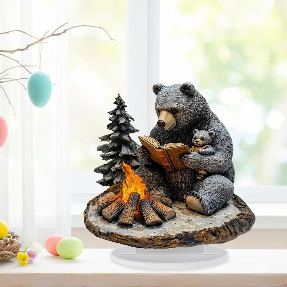 Lightweight Acrylic Ornament Personalized Acrylic Ornament 2d Acrylic Display Plaque Tabletop Ornament Rotatable Bear Reading