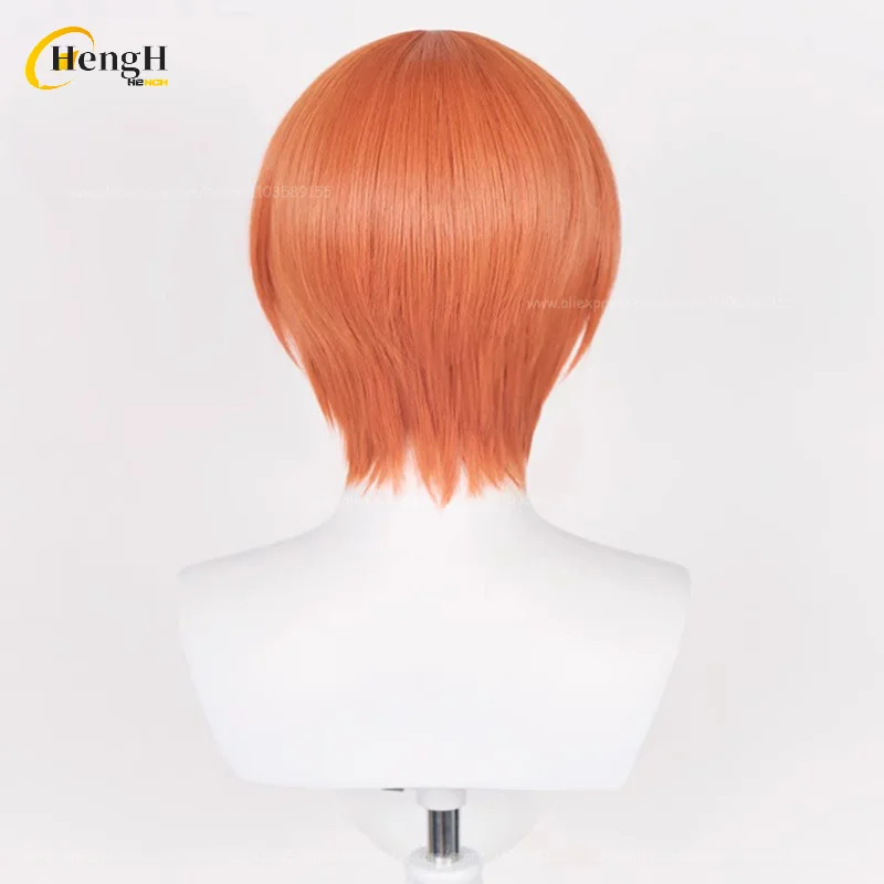 En Stock Rin Hoshizora synthétique Anime 30 cm unisexe Orange rouge Cosplay perruque résistant à la chaleur cheveux Halloween fête perruques + bonnet de perruque gratuit