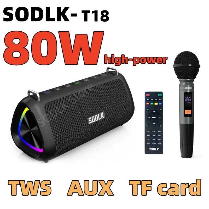 

SODLK T18 Blue-tooth Speaker 80W Output Power BT Speaker Hi-FI with Class D Amplifier Excellent Bass Performance K-Song speakers