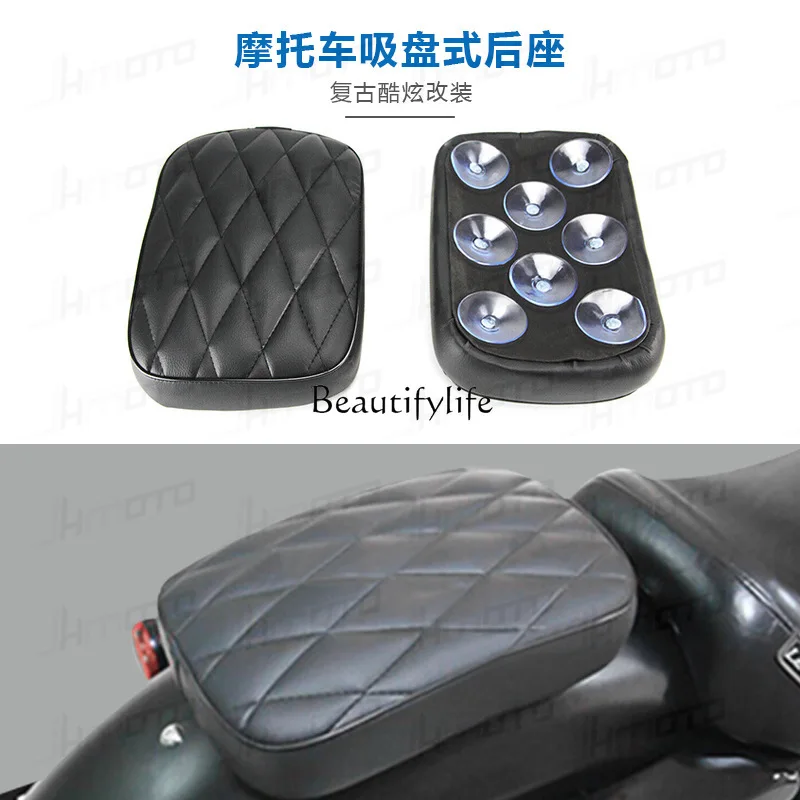 Motorcycle accessories modified XL883 1200 X48 72 suction cup rear seat cushion, retro rhombus