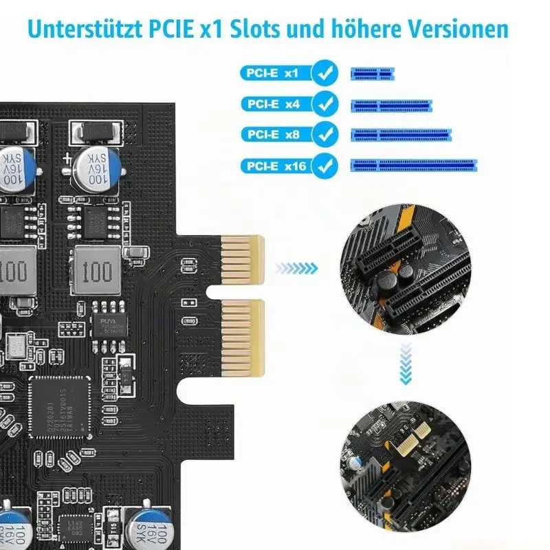 Internal USB Expansion Card with Up to 5 V/3 A per Connectors, Slot-Supplied Operation, and a Mixed 2-and-2 Layout for Common