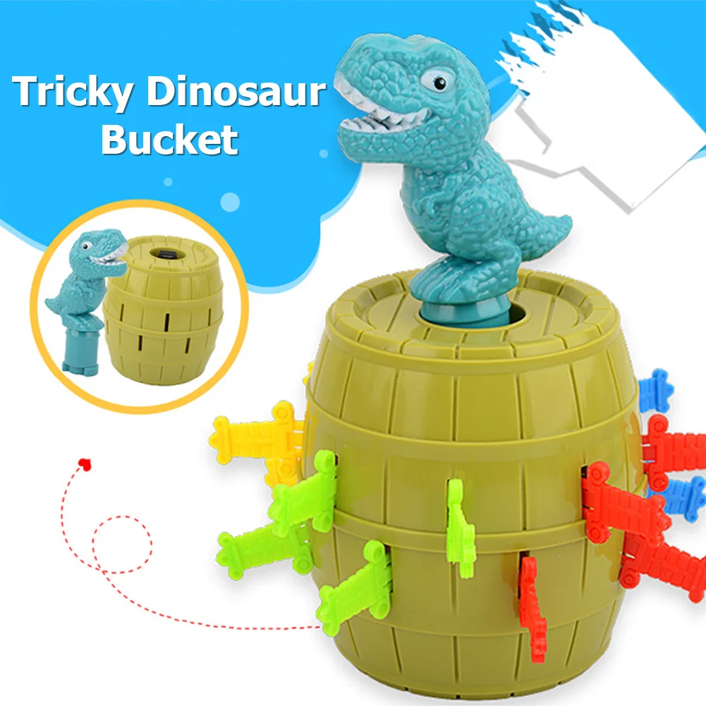 Dinossauro Pop Up Toy Barrel Jogo, Brinquedos Complicados, T-Rex Saltando Baldes, Novidade Stab