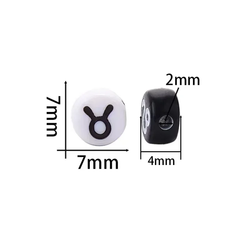 100-500PCS Acrylic Zodiac Beads Round Flat Loose Spacer Constellation Beads for Jewelry Making Diy Bracelet Necklace Accessories