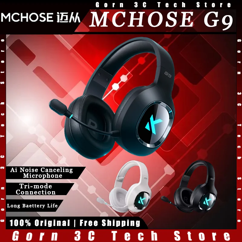 

MCHOSE G9 Pro Gaming Headphones Tri-mode 2.4G AI Noise Canceling Microphone Hifi Customized Gaming Headset Pc Gamer Accessories