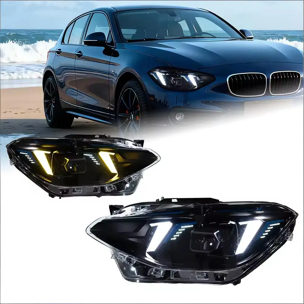 12-14 for 1 Series F20 Headlight Assembly Modification Fang Style Two-Color Daytime Running Lights 12V LED Lens Headlights