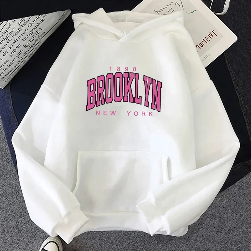 Brooklyn Fashion Hoodie for Woman All Season Daily Casual Sport Hooded Longsleeve Pullover Home Outdoor Comfort Sweatshirt