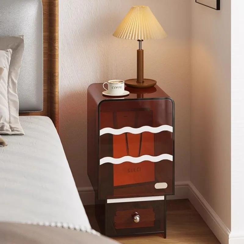 Bedside table Extremely narrow cabinet Locker Living room side cabinet Cream wind cabinet
