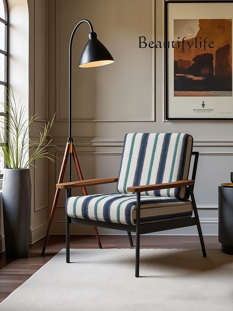 A44 Medieval   single sofa chair small apartment design living room home striped leisure chair