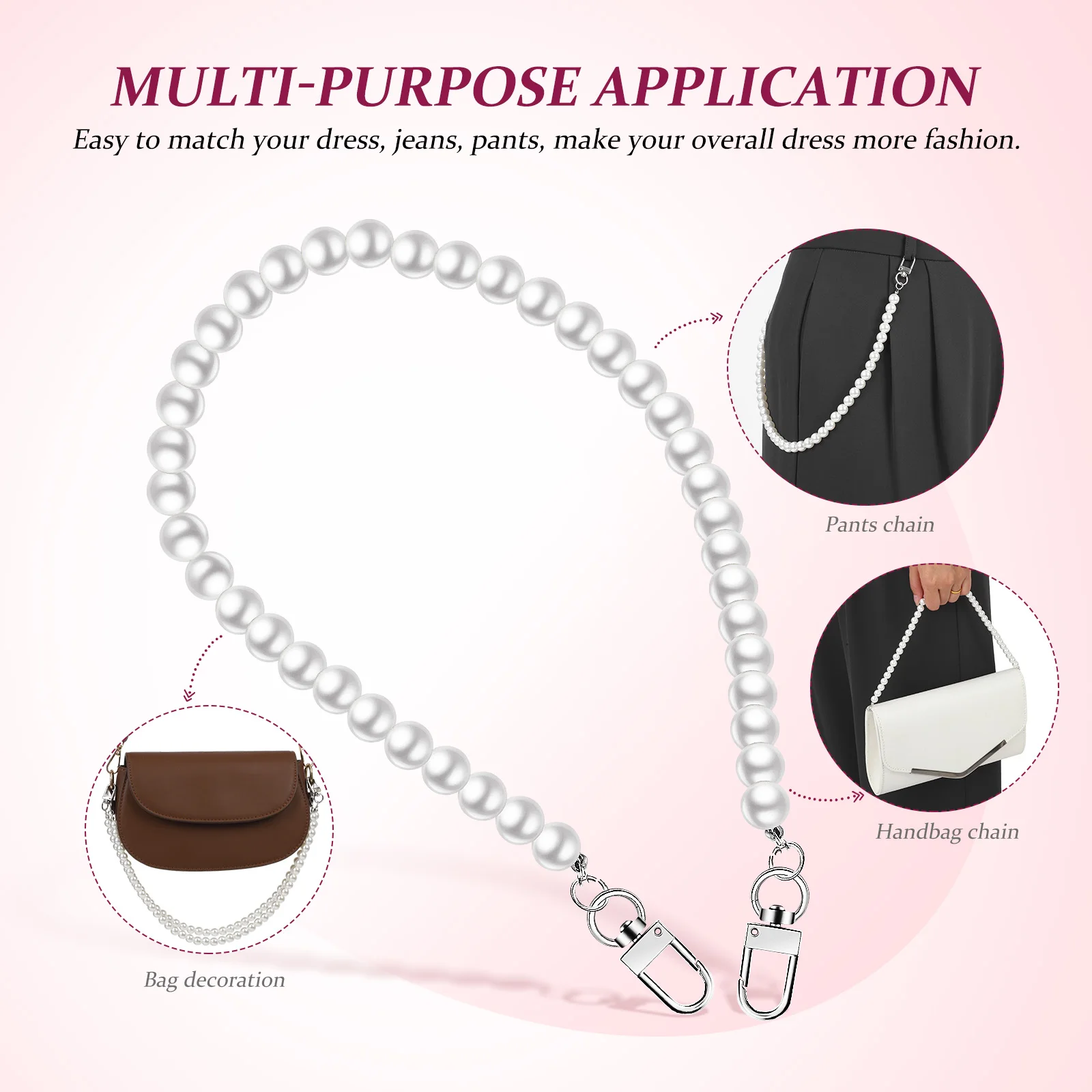 2 قطعة ريترو عالية الجودة المعادن الشرير الهيب هوب السراويل ملحق للسراويل اللؤلؤ سلسلة الجينز السراويل اللؤلؤ الخصر سلسلة #3