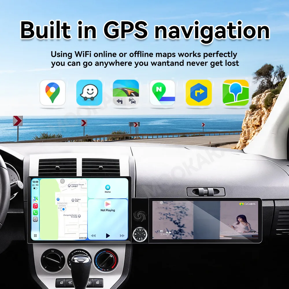 Qualcomm Android 13 Radio For Dodge Caliber 2007-2010 Dual Screen GPS Multimedia Navigation Stereo Receiver player IPS Head Unit