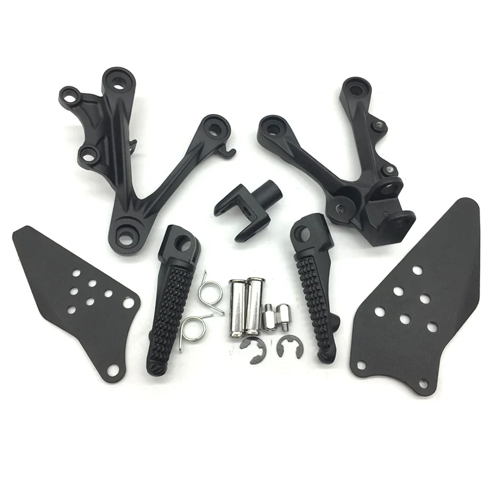 Estriberas delanteras negras para motocicleta, soporte de reposapiés apto para Kawasaki Ninja ZX6R ZX636 2009-2015