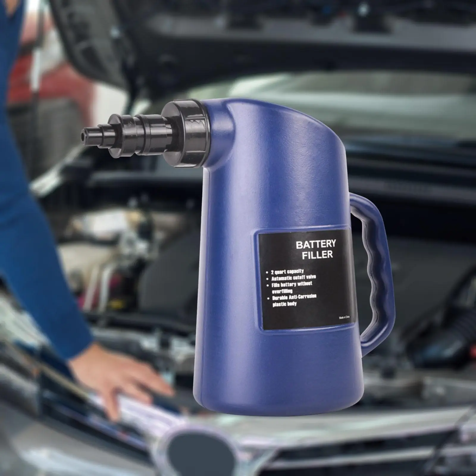 Battery Filler Jug Battery Jug Distilled Water 2L W/Auto Shut Off Deep Cycle Batteries Filling Jug for Marine Car RV