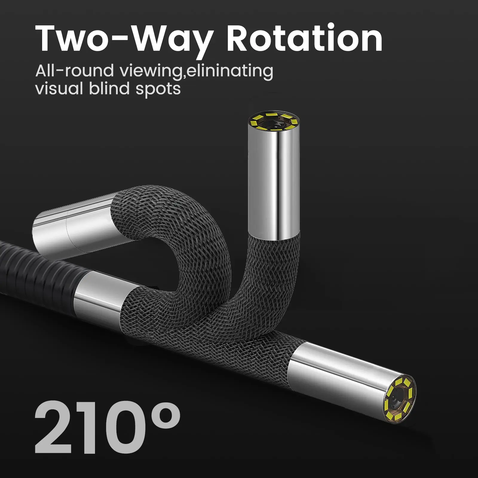 Obiettivo TESLONG 2.0MP 5,5 mm bidirezionale 210 ° Telecamera endoscopica articolata per tablet Android Ios Endoscopio Registrazione video con suono