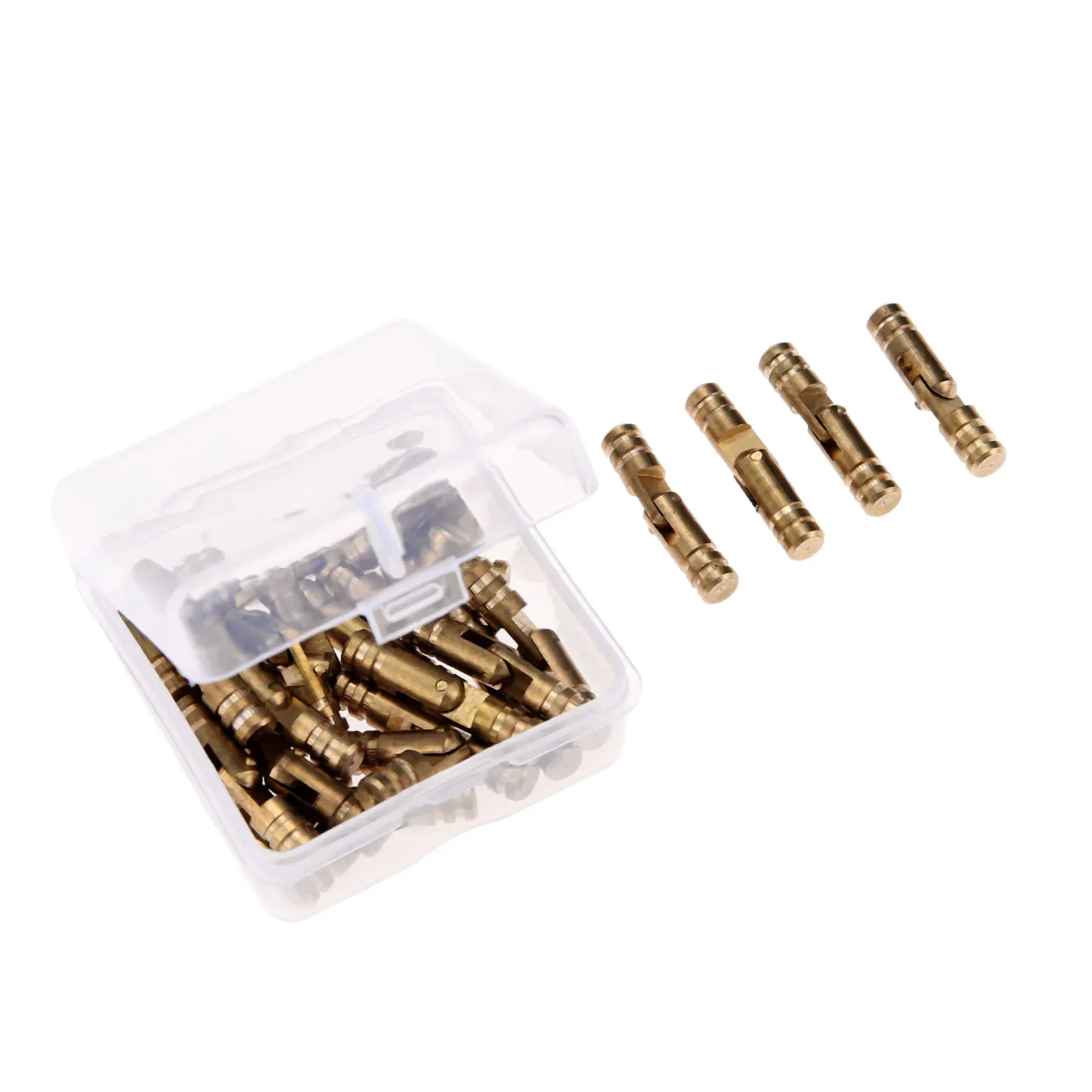 40pcs/box Concealed Barrel Hinges Solid Brass 4*20mm Vintage Decor Wood Box Cabinet Hidden Cylindrical Hinge DIY Wood Case Kit