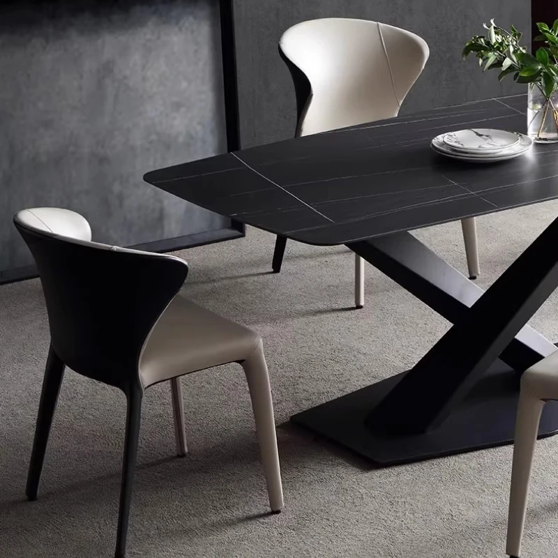 

Nordic Soft Backrest Dining Chairs Relaxing Dresser Kitchen Office Dining Chairs Single Microfiber Leather Home Furniture