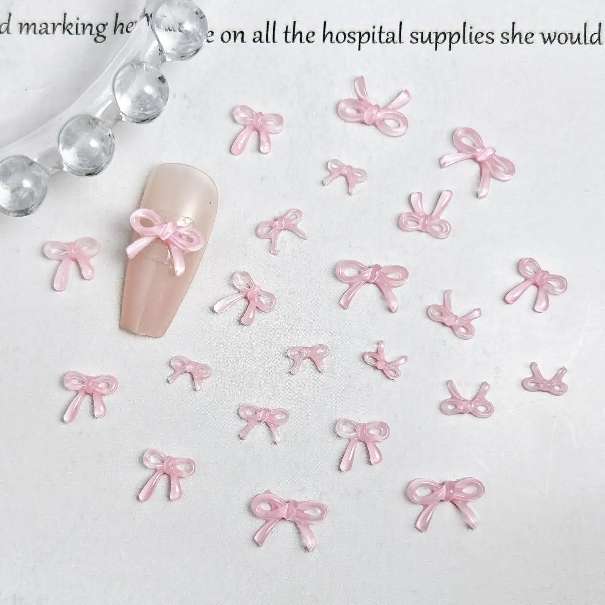 60PCS Translucent Sweet Bowknots Resin Nail Art Decorations Hollowed Glossy Jelly Bows Nail Charms Accessories DIY Nails Designs - Image 3